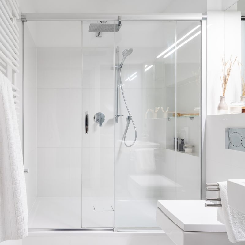 Open Concept Shower with Frameless Glass